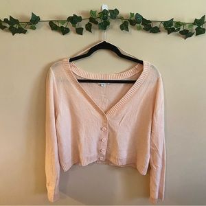 American Eagle Women's Trendy Cropped Pink Cardigan
